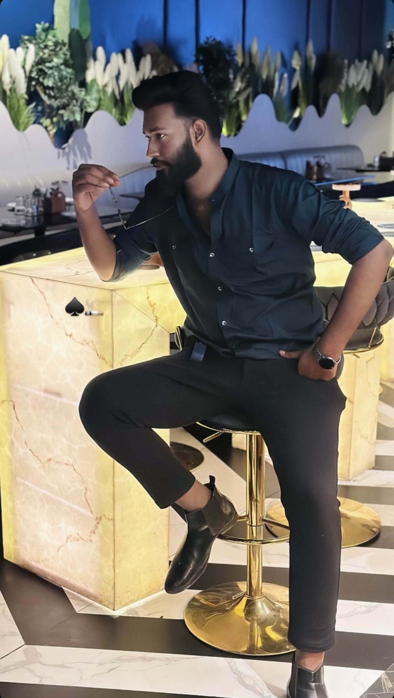 Fardeen Ahmad Khan — restaurant fashion portrait